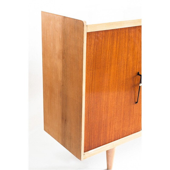 Image 1 of Vintage high sideboard. Oak and embero veneered wood. France, 1960s