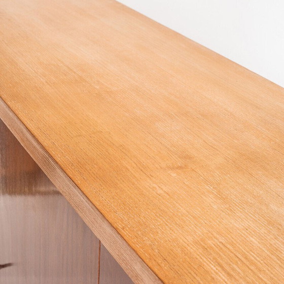 Image 1 of Vintage high sideboard. Oak and embero veneered wood. France, 1960s