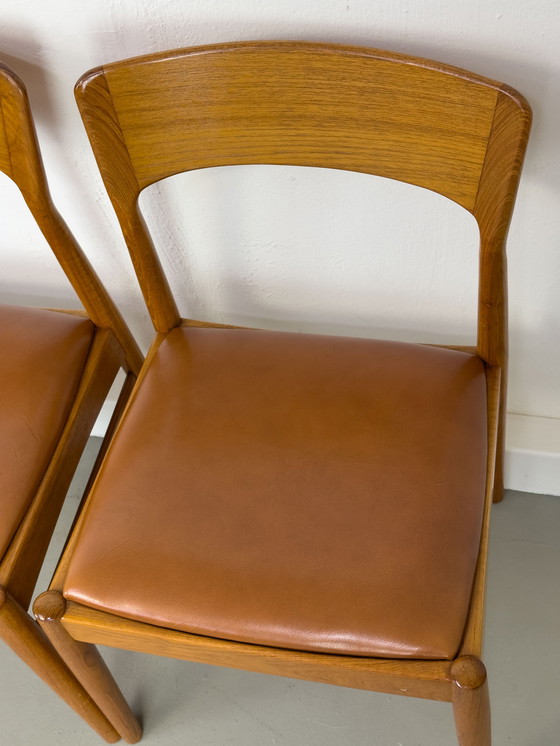 Image 1 of Chaises de salle à manger en teck et cuir de Korup Stolefabrik, 1960s, Set of 6