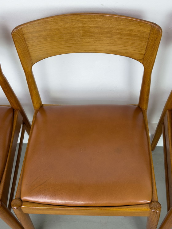 Image 1 of Chaises de salle à manger en teck et cuir de Korup Stolefabrik, 1960s, Set of 6