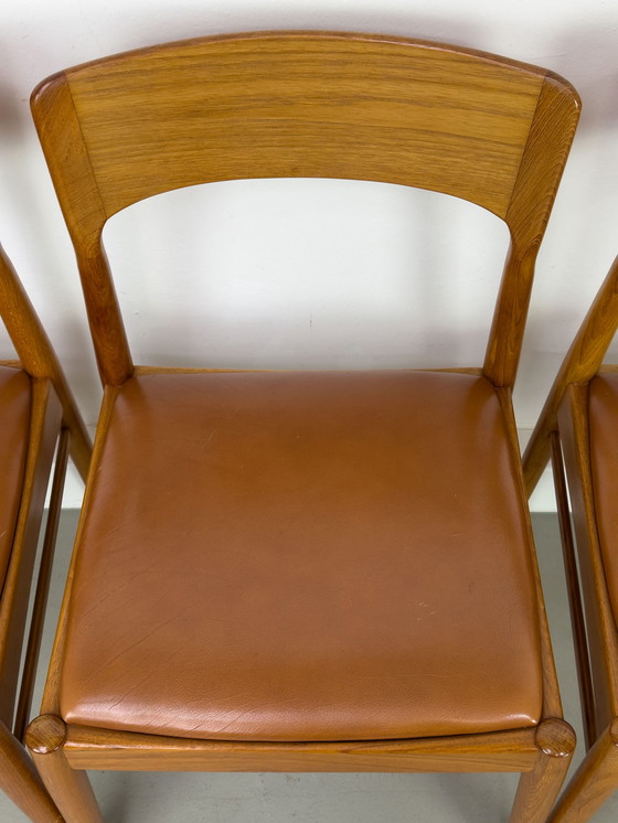 Image 1 of Chaises de salle à manger en teck et cuir de Korup Stolefabrik, 1960s, Set of 6