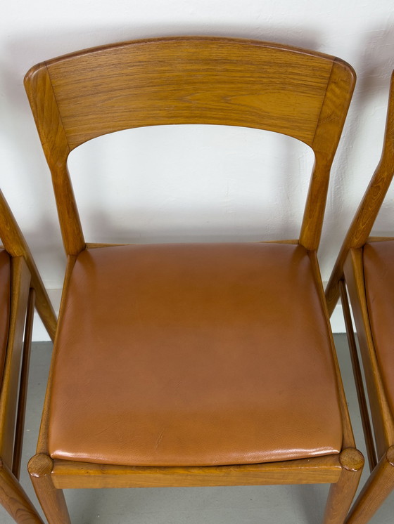 Image 1 of Chaises de salle à manger en teck et cuir de Korup Stolefabrik, 1960s, Set of 6