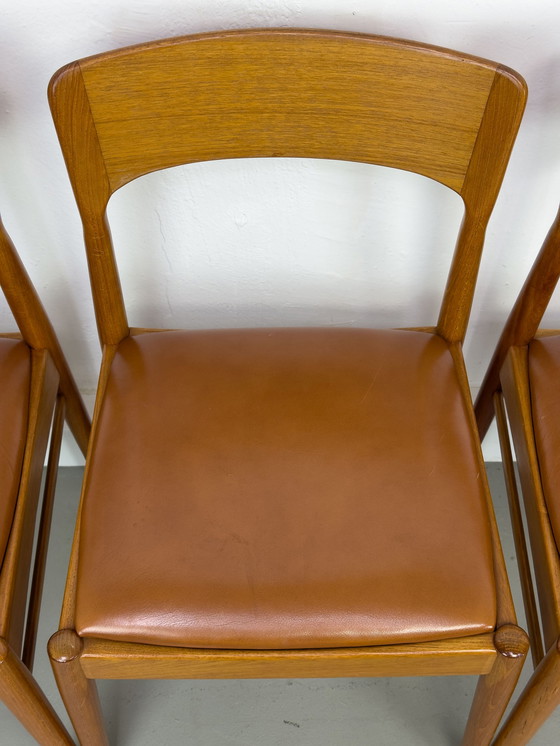 Image 1 of Chaises de salle à manger en teck et cuir de Korup Stolefabrik, 1960s, Set of 6