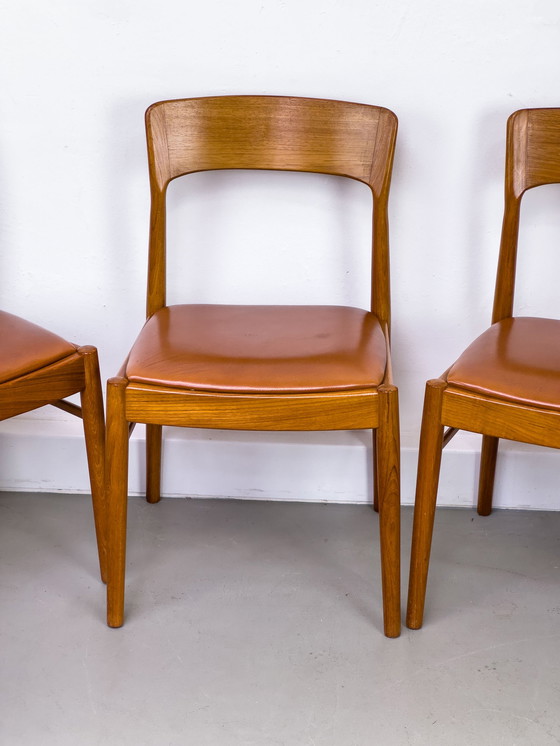 Image 1 of Chaises de salle à manger en teck et cuir de Korup Stolefabrik, 1960s, Set of 6