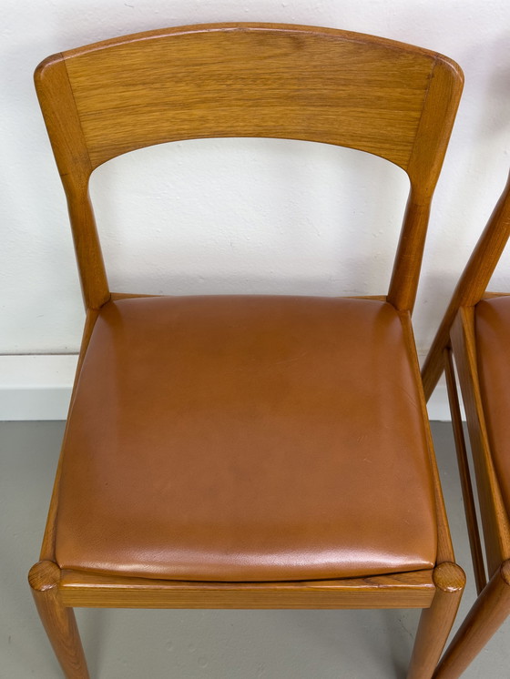 Image 1 of Chaises de salle à manger en teck et cuir de Korup Stolefabrik, 1960s, Set of 6