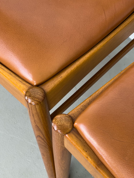 Image 1 of Chaises de salle à manger en teck et cuir de Korup Stolefabrik, 1960s, Set of 6