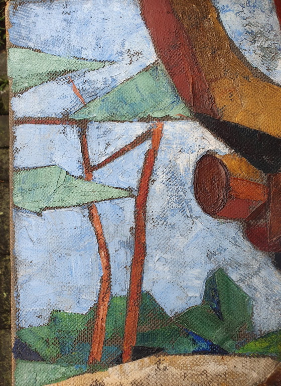 Image 1 of Pintura al óleo abstracta/cubista de Otto Stam, 1950