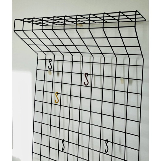 Image 1 of Vintage black lacquered metal wall coat rack by Karl Fichtel for Drahtwerke Erlau A.G.Aalen, Germany 1950