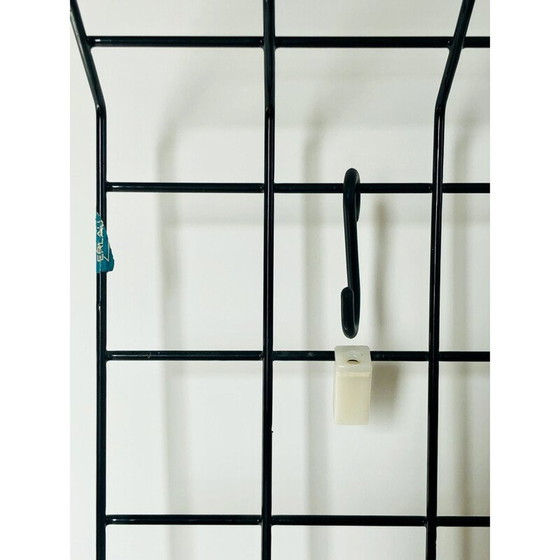 Image 1 of Vintage black lacquered metal wall coat rack by Karl Fichtel for Drahtwerke Erlau A.G.Aalen, Germany 1950