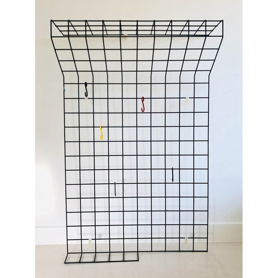 Image 1 of Vintage black lacquered metal wall coat rack by Karl Fichtel for Drahtwerke Erlau A.G.Aalen, Germany 1950