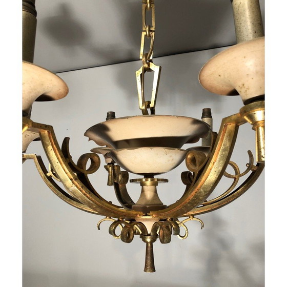 Image 1 of Lampadario vintage in metallo laccato e ottone, 1940
