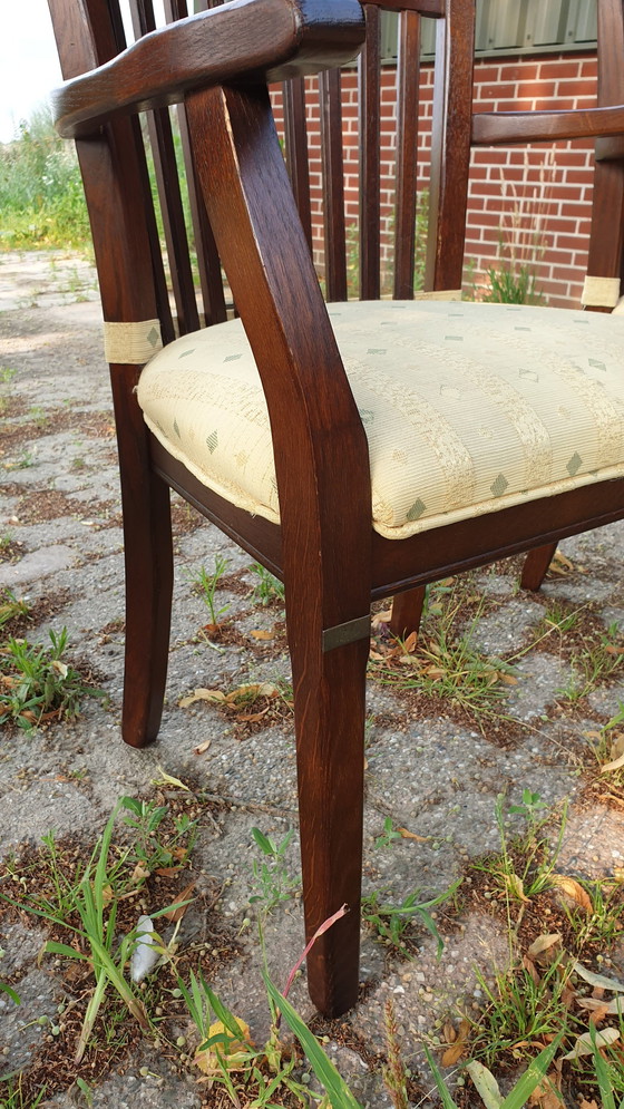 Image 1 of 6 Oak Art Nouveau Dining Room Armchairs