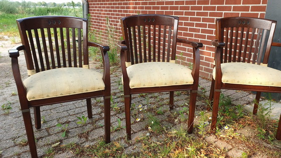 Image 1 of 6 Oak Art Nouveau Dining Room Armchairs