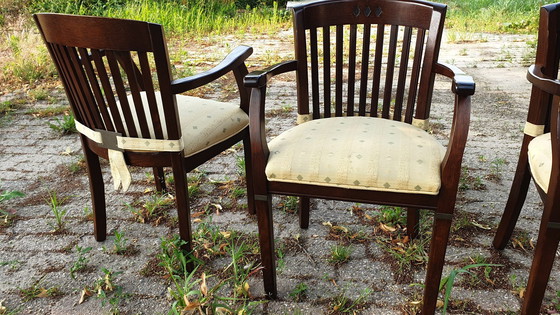 Image 1 of 6 Oak Art Nouveau Dining Room Armchairs