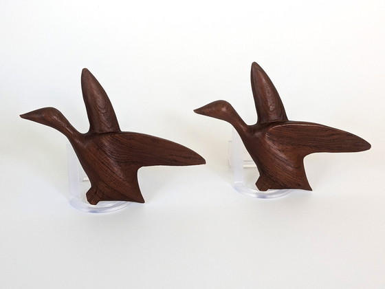 Image 1 of 2x Teak Birds Wall Decor