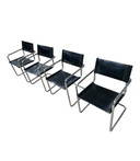 4 sedie con struttura tubolare in pelle vintage