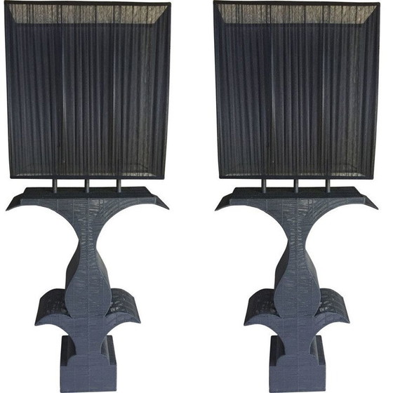 Image 1 of Pair of vintage woven wire floor lamps, 1990