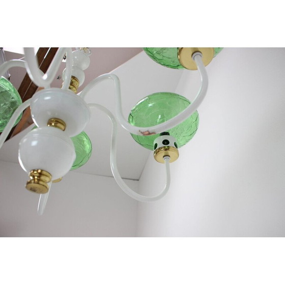 Image 1 of Vintage chandelier in lacquered metal glass and brass by Drukov, Czechoslovakia 1970