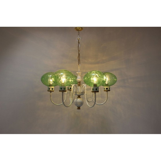 Image 1 of Vintage chandelier in lacquered metal glass and brass by Drukov, Czechoslovakia 1970