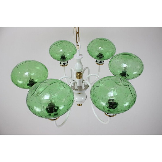 Image 1 of Vintage chandelier in lacquered metal glass and brass by Drukov, Czechoslovakia 1970