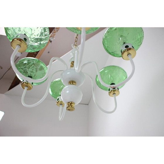 Image 1 of Vintage chandelier in lacquered metal glass and brass by Drukov, Czechoslovakia 1970