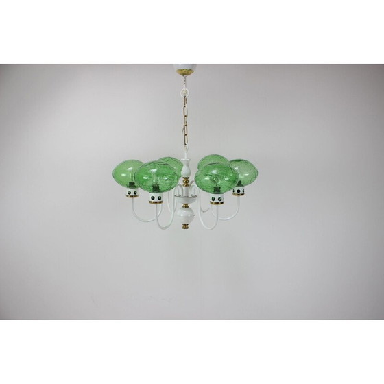Image 1 of Vintage chandelier in lacquered metal glass and brass by Drukov, Czechoslovakia 1970