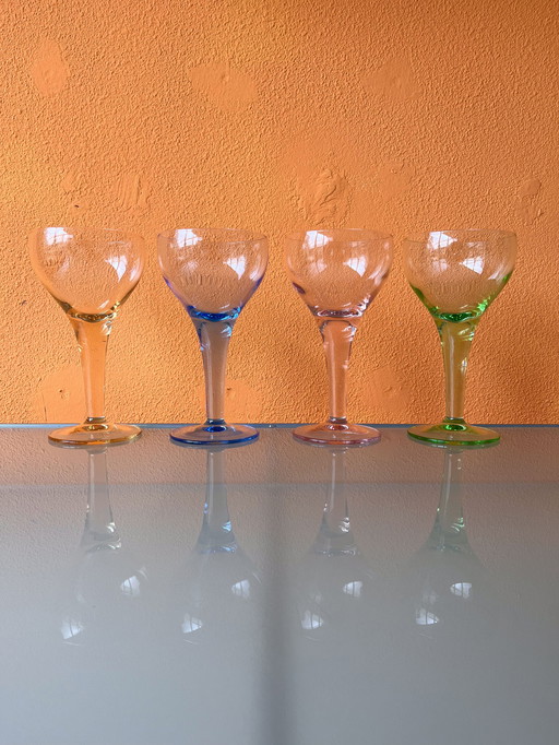 Set of four Italian wine glasses