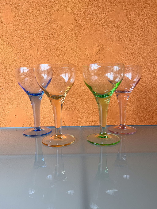 Set of four Italian wine glasses