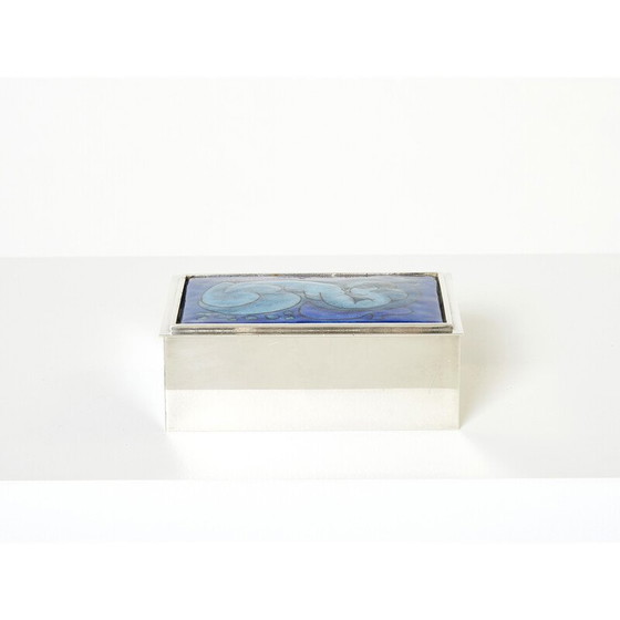 Image 1 of Vintage silver glazed ceramic jewelry box by Crevillen Paris, 1970