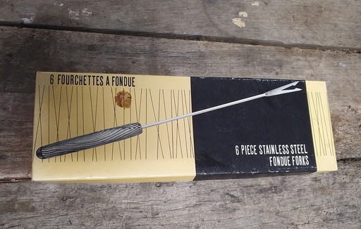 2113 Vintage Fondue Forks, 6 Pieces In Box