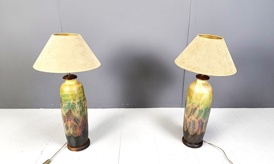 Image 1 of Paire de lampes en faïence XL, 1970