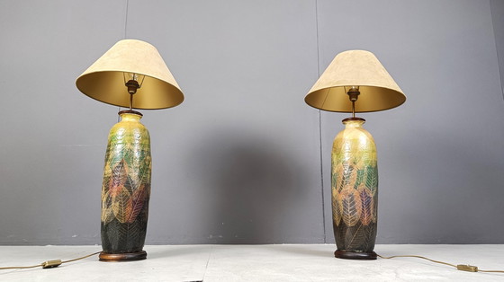 Image 1 of Pair of XL earthenware lamps, 1970s