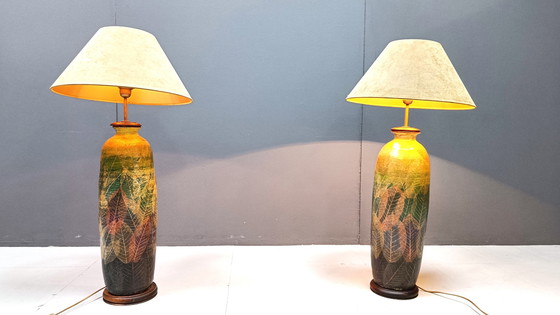 Image 1 of Pair of XL earthenware lamps, 1970s