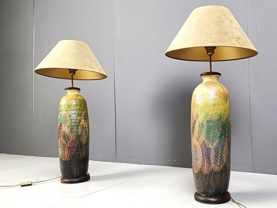 Image 1 of Paire de lampes en faïence XL, 1970