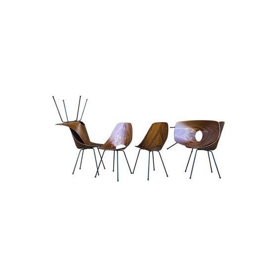 Image 1 of Mid-Century set of 6 Teak Medea Dining Chairs by Vittorio Nobili for Fratelli Tagliabue, 1956