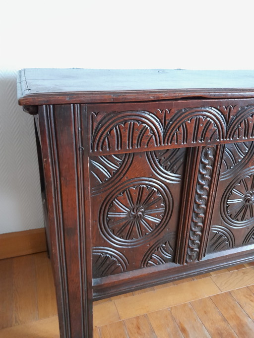 19th Century Oak Castle Chest