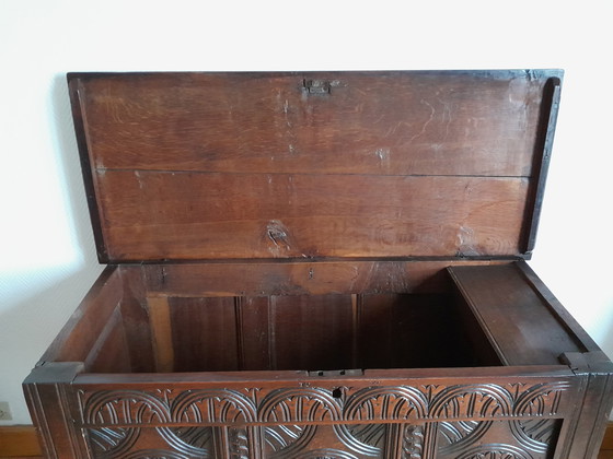 Image 1 of 19th Century Oak Castle Chest
