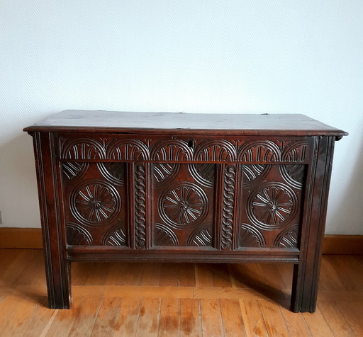 19th Century Oak Castle Chest