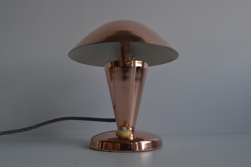 Bauhaus Copper Table Lamp, Czechoslovakia, 1930S. 