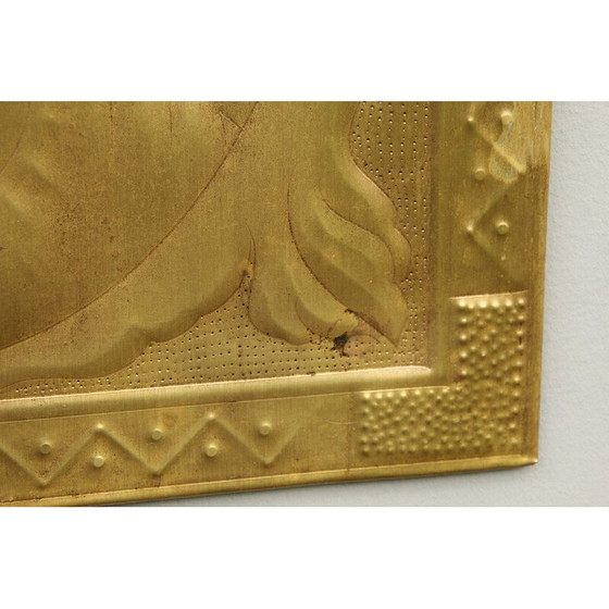 Image 1 of Art Deco vintage brass relief picture, 1940s