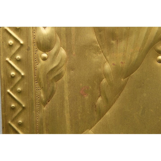 Image 1 of Art Deco vintage brass relief picture, 1940s