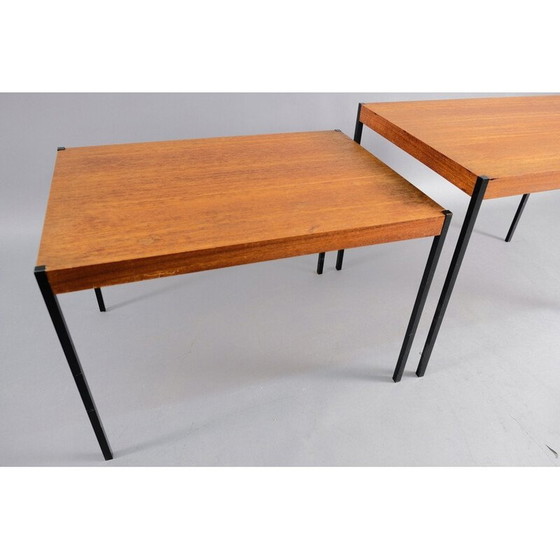 Image 1 of Pair of vintage teak and metal side tables, Germany 1969