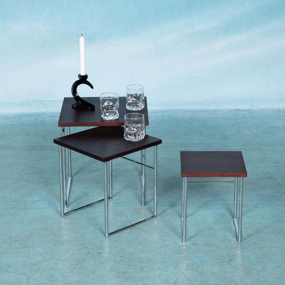 Image 1 of Set di tavolini laterali moderni di metà secolo, tavolini impilabili vintage