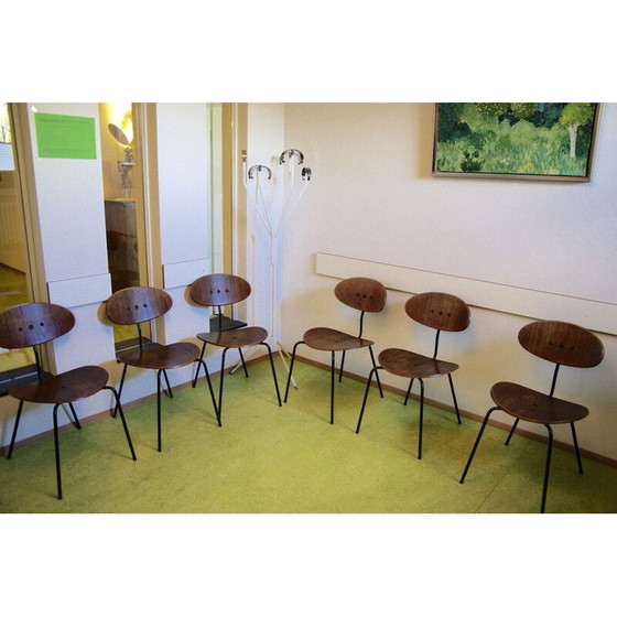 Image 1 of Vintage steel and walnut chairs by Hans Bellman for Domus, 1950