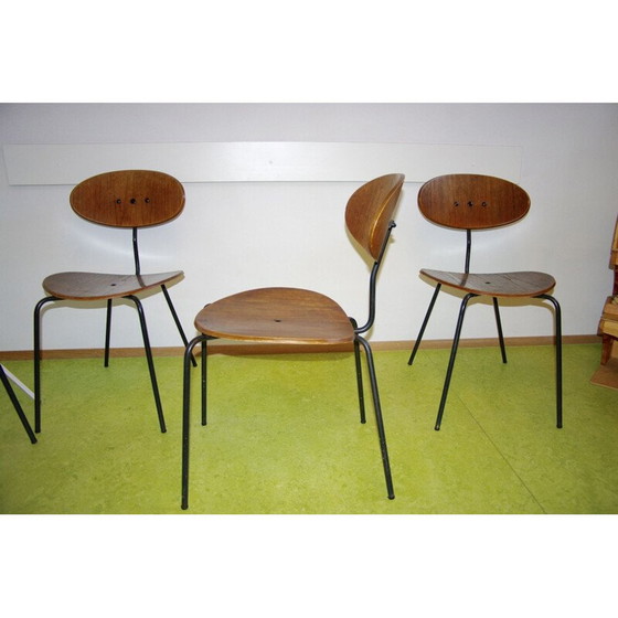 Image 1 of Vintage steel and walnut chairs by Hans Bellman for Domus, 1950