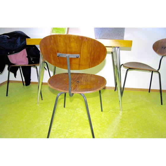 Image 1 of Vintage steel and walnut chairs by Hans Bellman for Domus, 1950