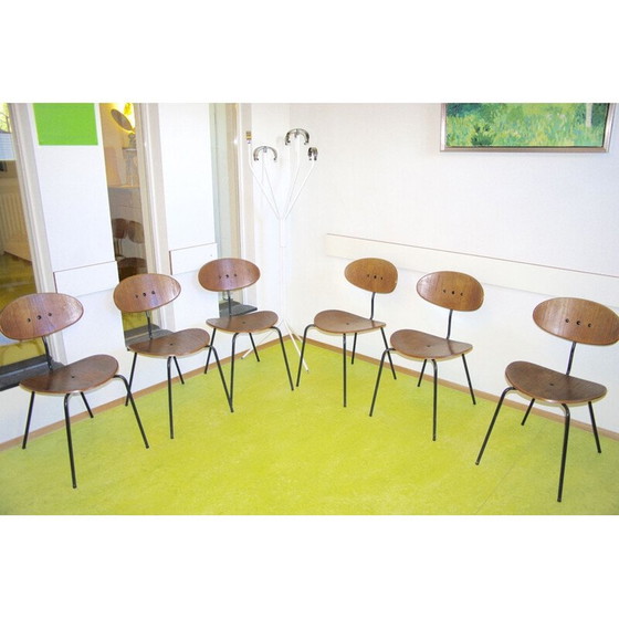 Image 1 of Vintage steel and walnut chairs by Hans Bellman for Domus, 1950