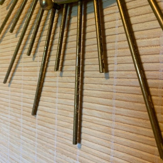 Image 1 of Vintage golden metal sun mirror, 1970