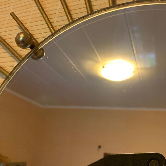 Image 1 of Vintage golden metal sun mirror, 1970