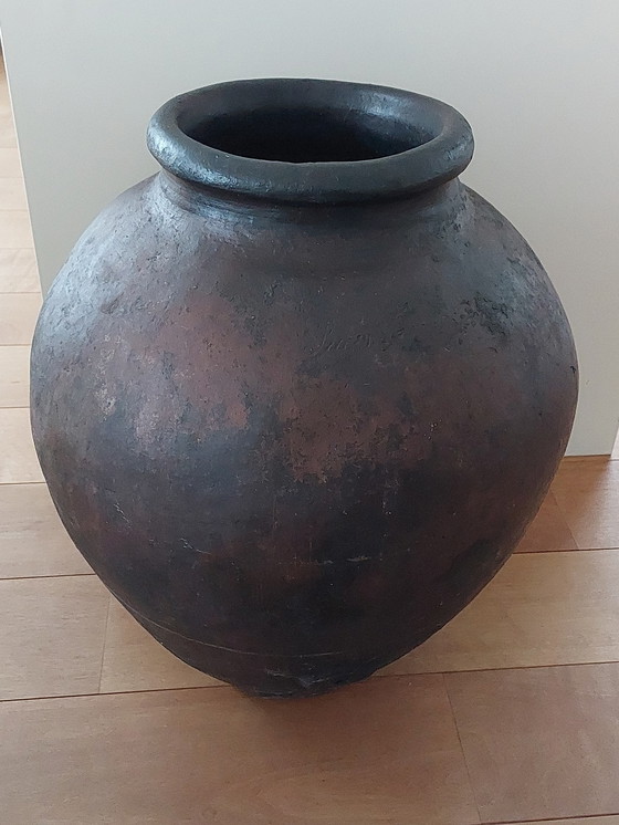 Image 1 of Earthenware Wine Storage Urn Jar From Spain